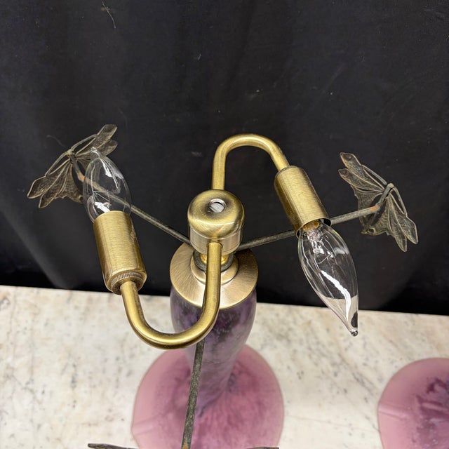 French La Rochere Art Nouveau Mushroom Table Lamps With Dragonflies -a Pair For Sale - Image 10 of 15