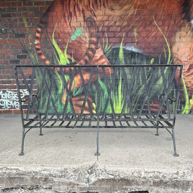 Mid 20th Century Early Heavy Weight Salterini Wrought Iron Patio Sofa, Attributed For Sale - Image 9 of 12
