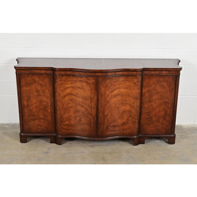 Baker Furniture Georgian Inlaid Flame Mahogany Sideboard or Bar Cabinet For Sale - Image 14 of 14