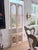 Striking set of four tall vintage architectural panels featuring slender wood frames, diamond-pattern metal mesh inserts,...