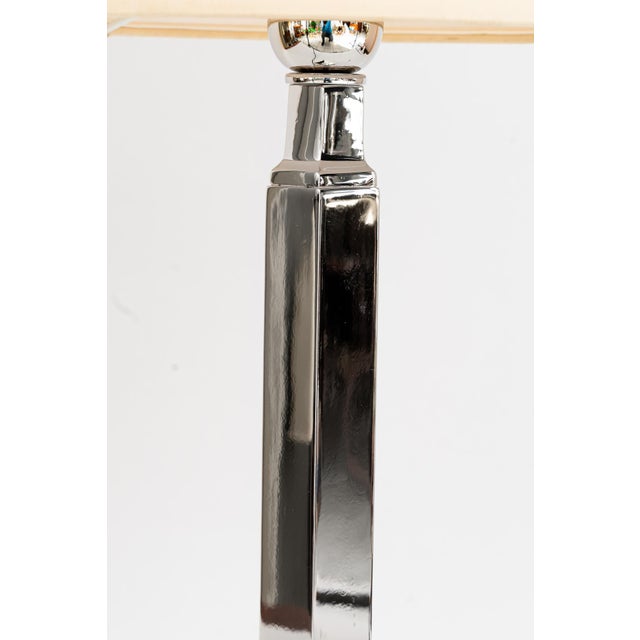 Nickel Table Lamp with Fabric Shade Vienna, Austria, 1920s For Sale - Image 12 of 18