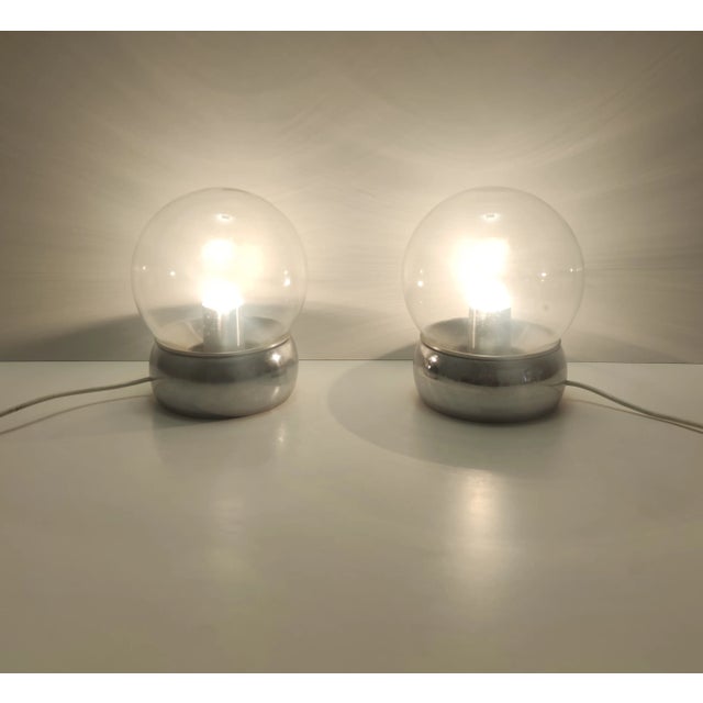 1970s Vieste Table Lamps in Glass and Metal attributed to G.P.A Monti for Candle, 1970s, Set of 2 For Sale - Image 5 of 12