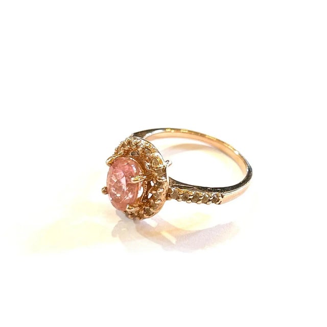 This is part of Chairish’s Fine Jewelry assortment. Rose/ Pink Tourmaline - 1.5 Carat White Topaz - 0.80 Carat This Ring...