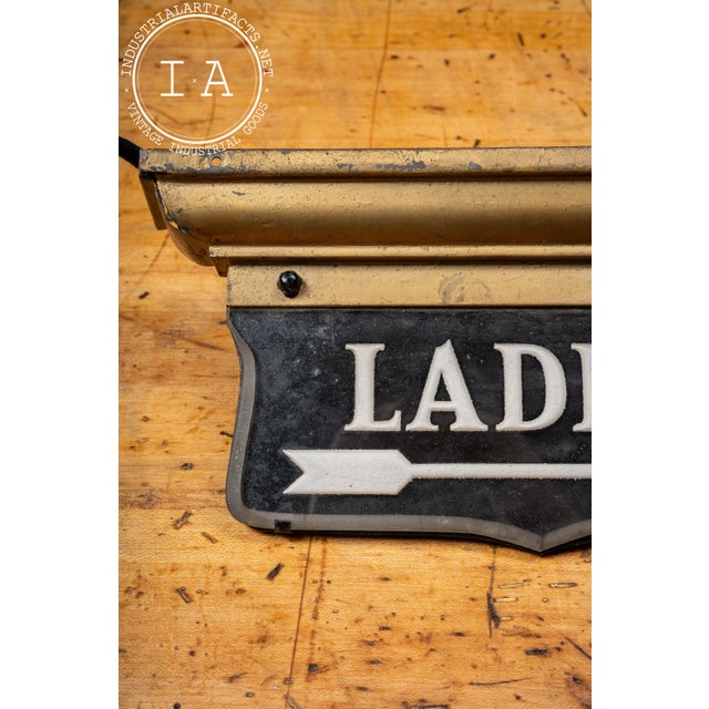 1930s Antique Double-Sided Rog "Ladies" Lighted Directional Restroom Sign For Sale - Image 5 of 15
