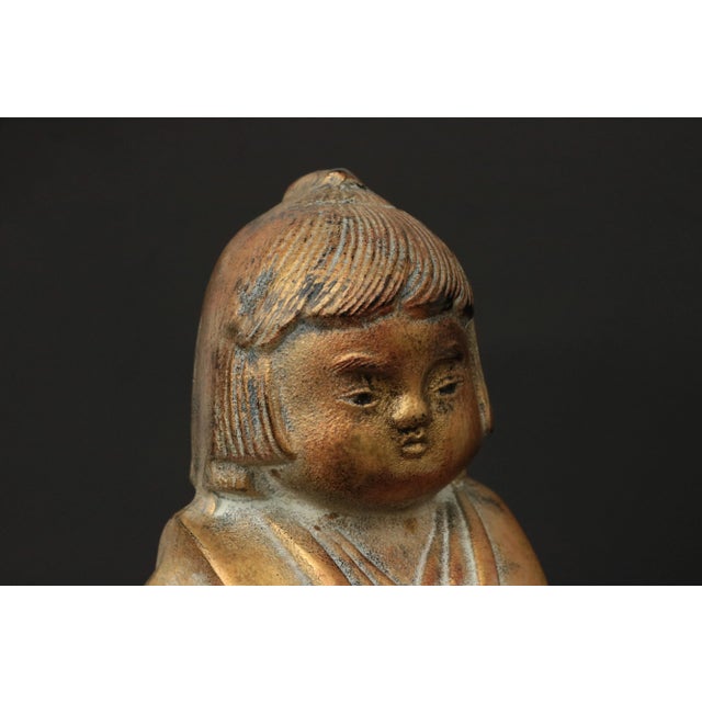 Japanese Child Lacquered Bronze Figure For Sale - Image 9 of 10