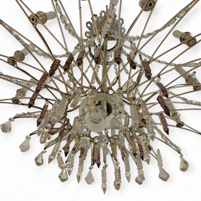 Traditional French Chandelier in White and Violet Cut Crystal For Sale - Image 3 of 5