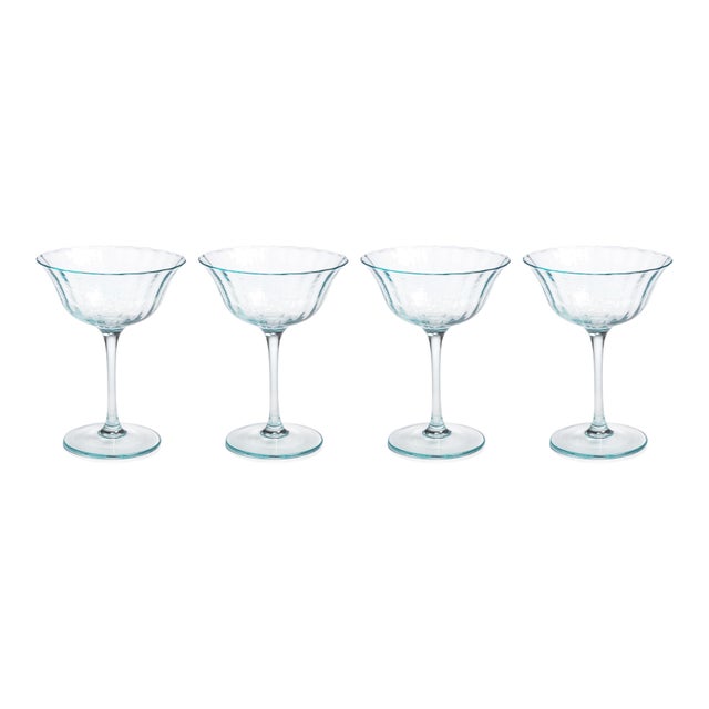 Apéritif 4-Piece Set Summer Cocktail Coupe Glasses, Sapphire For Sale - Image 4 of 4
