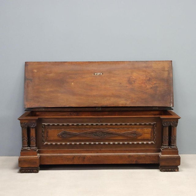 Mid-Century Carved Walnut Chest, Italy For Sale - Image 4 of 11