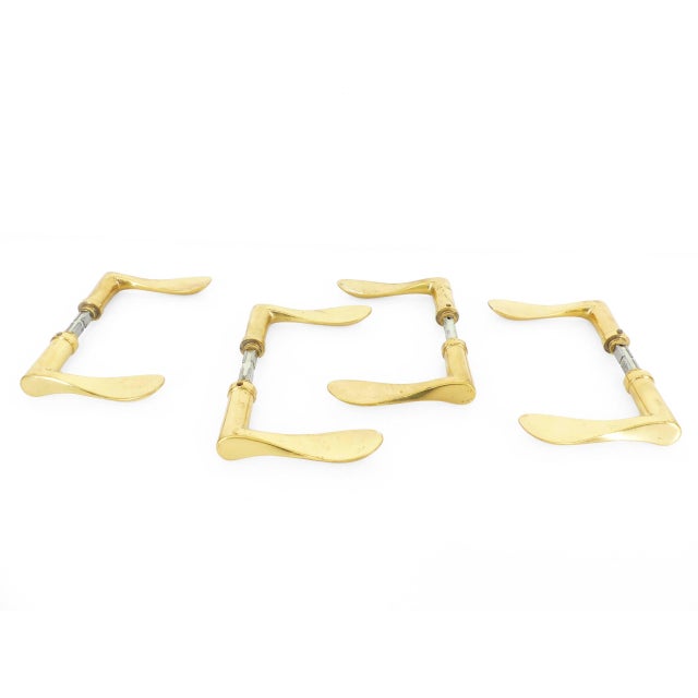 Brass Door Handles, 1960, Set of 4 For Sale - Image 6 of 11