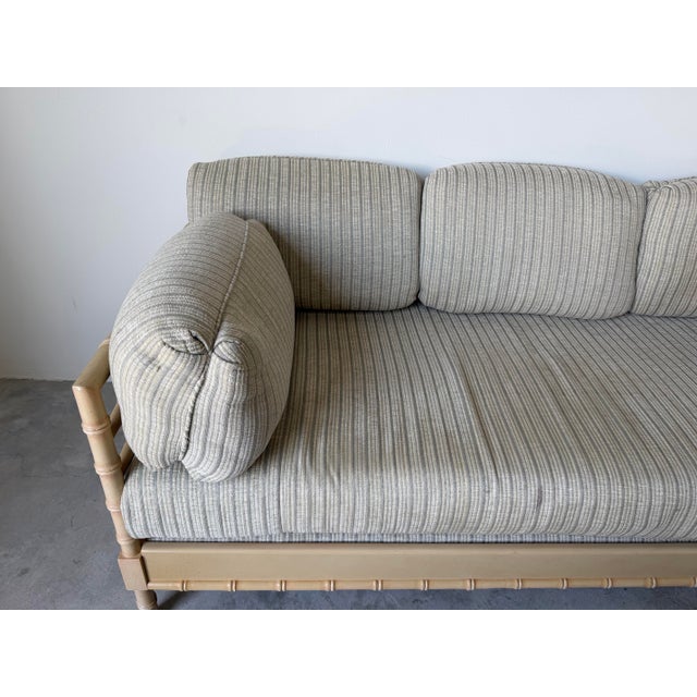 Wood 1970’s Hollywood Regency Faux Bamboo Carved Daybed Sofa For Sale - Image 7 of 12