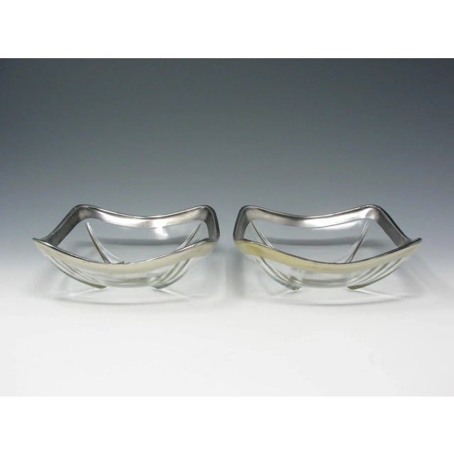 Metal Vintage Georges Briard Damask Square Serving Dishes With Sterling Silver Rim and Decoration - 2 Pieces For Sale - Image 7 of 12