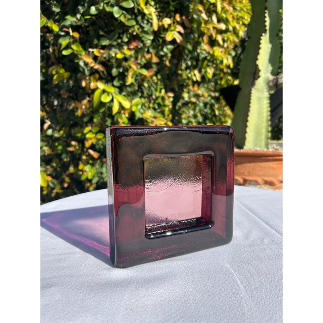 Late 20th Century Vintage Plum Glass Square Catchall Dish For Sale - Image 5 of 17