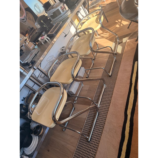 Mid-Century Modern Set of Four Vintage S70-3 Bar Stools Designed by Börge Lindau and Bo Lindekrantz for Lammhults, Sweden For Sale - Image 3 of 12