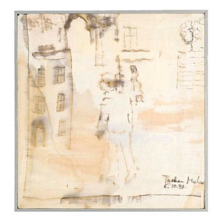 Jochen Michaelis, Toward the Pantheon, Watercolor on Canvas For Sale