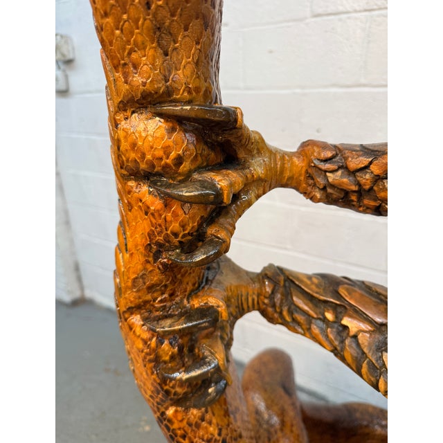 Wood Hand-Carved Eagle & Serpent Wood Sculpture For Sale - Image 7 of 17