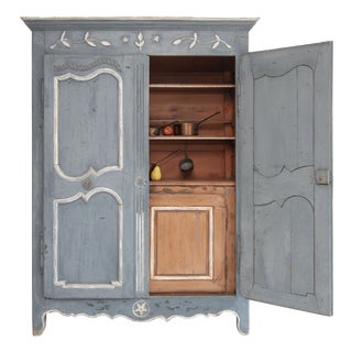 19th Century French Provincial Painted Pine Kitchen Cabinet For Sale