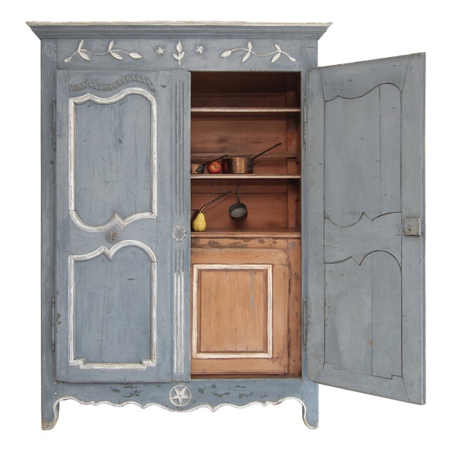 19th Century French Provincial Painted Pine Kitchen Cabinet For Sale