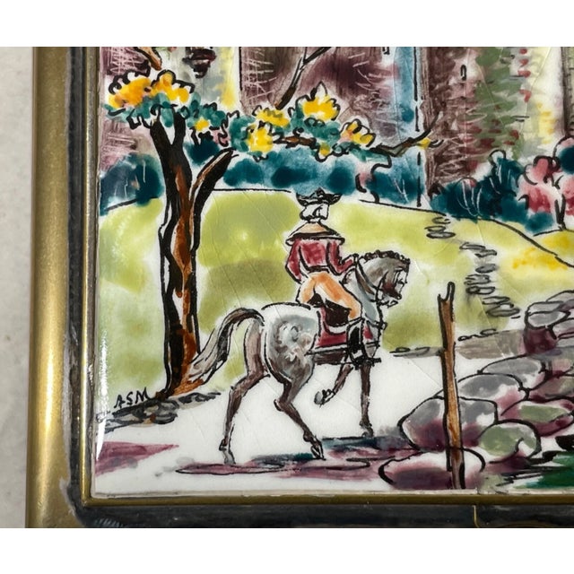 Antique Handmade Silver Plate Sciarrotta Painted Porcelain Wood Cigarette Box For Sale - Image 11 of 14