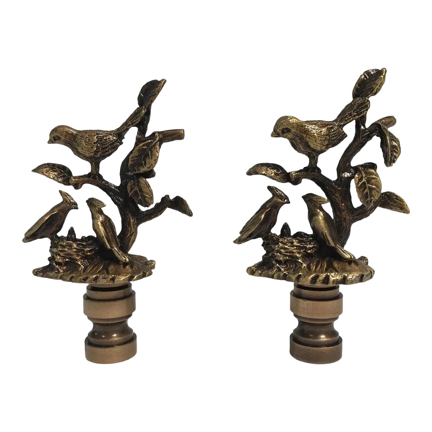 Birds & Nest Lamp Finials Pair Chairish