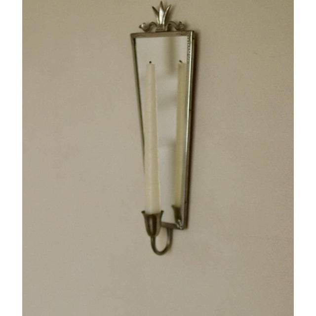 Mid-Century Swedish Pewter Sconces with Mirrors, Set of 2 For Sale - Image 10 of 18