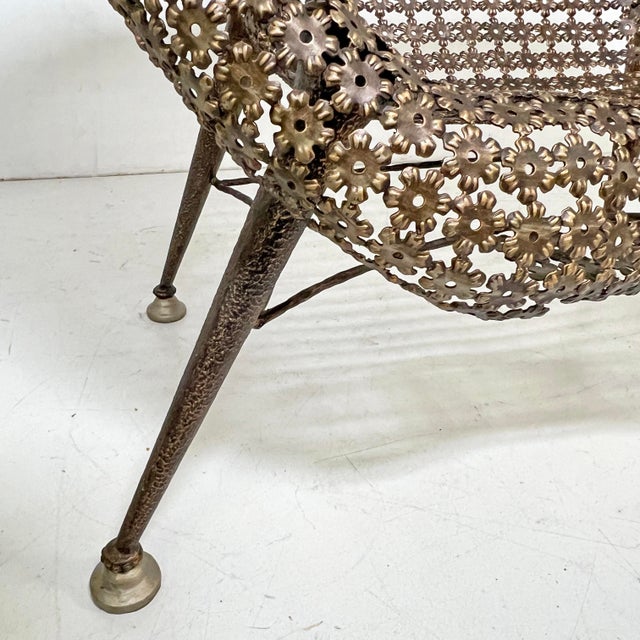 C. 1990s a Fauteuil À Corbeille Bronzed Steel Chair by Raymond Morales, France For Sale - Image 4 of 9