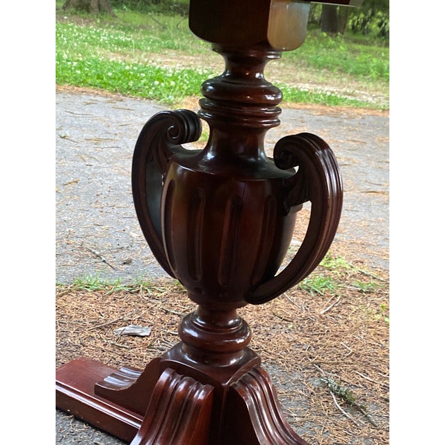 Antique French Style Walnut Flip Top Game Table | Carved Pedestal Console Table | Renaissance Revival Sofa Table | Burl Walnut Entry Table For Sale - Image 12 of 13
