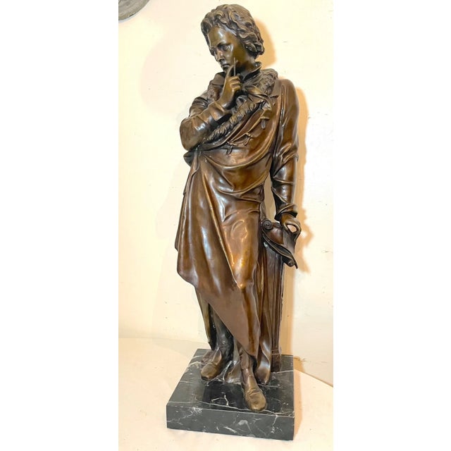 Huge Antique 1800's French Ludwig Beathoven Andre Trupheme Figural Bronze Statue For Sale - Image 4 of 12