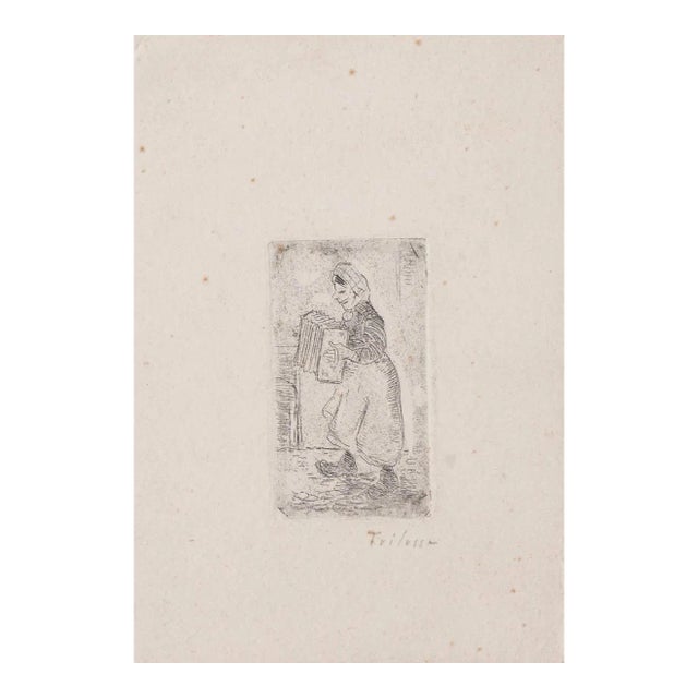Carlo Alberto Trilussa, Musician, Etching, Early 20th-Century For Sale