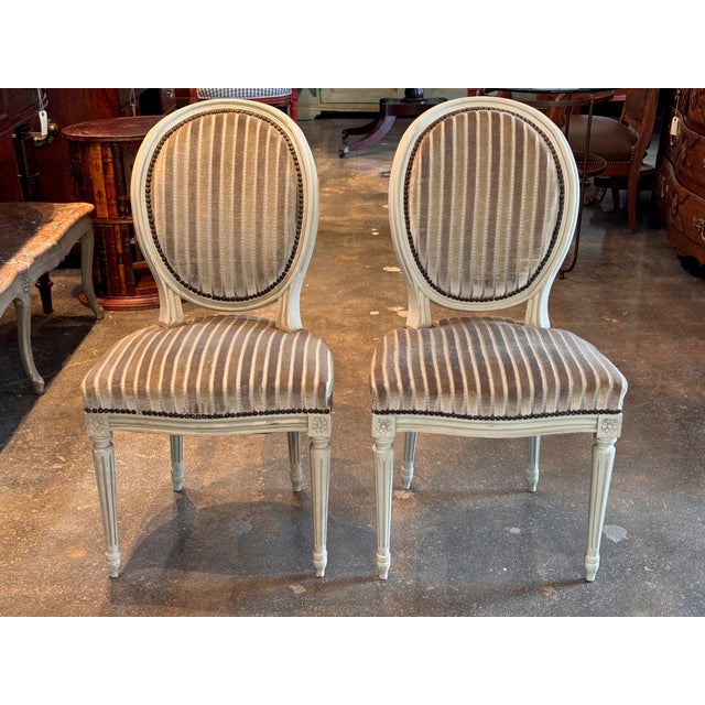 Mid 20th Century Set of Six French Louis XVI Style Dining Chairs For Sale - Image 6 of 9