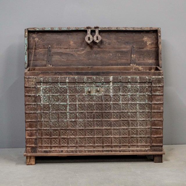Antique Carved & Painted Rajasthani PitaraStorage Chest For Sale In Denver - Image 6 of 10