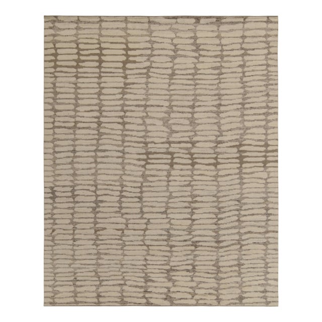 Gray Rug & Kilim’s Modern Rug in Gray With White Geometric Patterns For Sale - Image 8 of 8