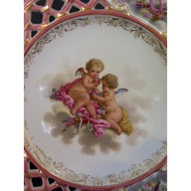 Vintage French Porcelain Reticulated Compote Servers - A Pair For Sale - Image 4 of 11
