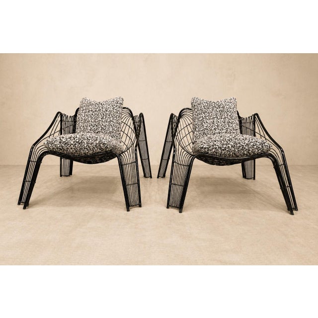 Pair of Organic-Shaped Iron Armchairs With Bouclé Upholstery, Brazil, 1950s For Sale - Image 13 of 18