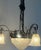 Antique French Art Nouveau Wrought Iron and Glass 4-Light Chandelier, 1930s For Sale - Image 11 of 14