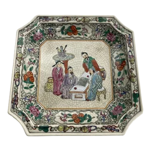 Vintage Asian Style Porcelain Octagonal Ashtray Dish Catchall
