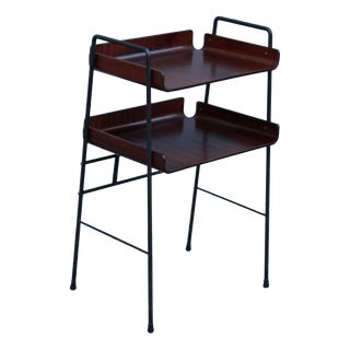 Curved Metal and Mahogany Shelf from Carlo Ratti, 1950s For Sale