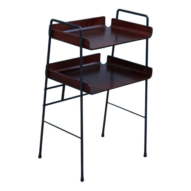 Curved Metal and Mahogany Shelf from Carlo Ratti, 1950s For Sale