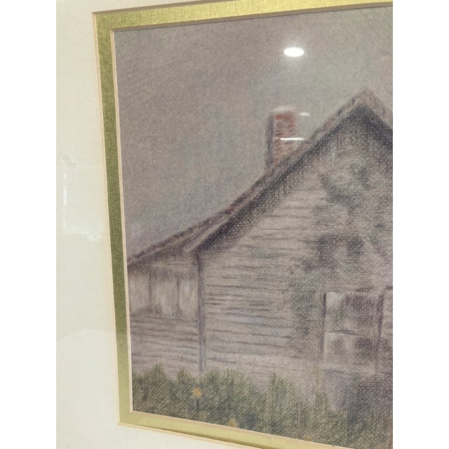 Vintage Framed Cottage Landscape Print in Wood Frame For Sale - Image 4 of 8