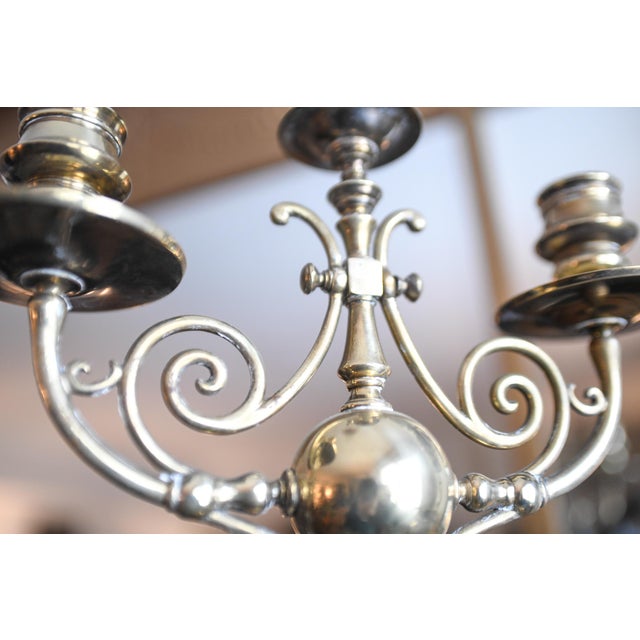 Brass Brass 3-Armed Candelabra Victorian Brass Candleholder Birmingham, England For Sale - Image 8 of 15