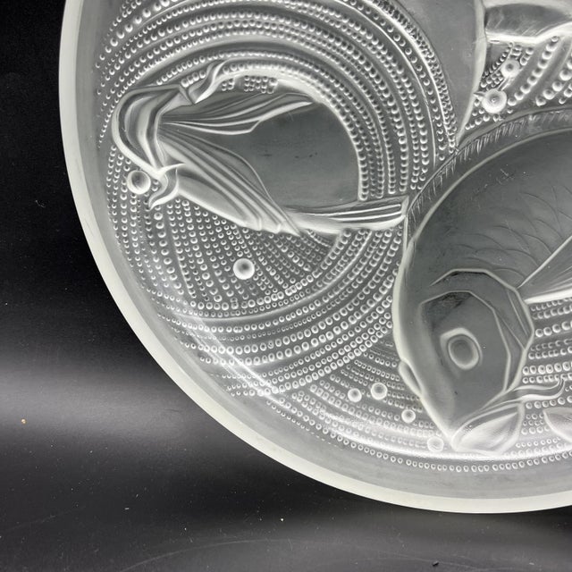 Frosted Pressed Glass Cup with Carp Fish Decoration by Pierre Davesn, 1930s For Sale - Image 3 of 18
