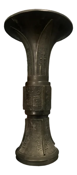 17th Century Antique Chinese Bronze Gu Vase/Beaker Vase