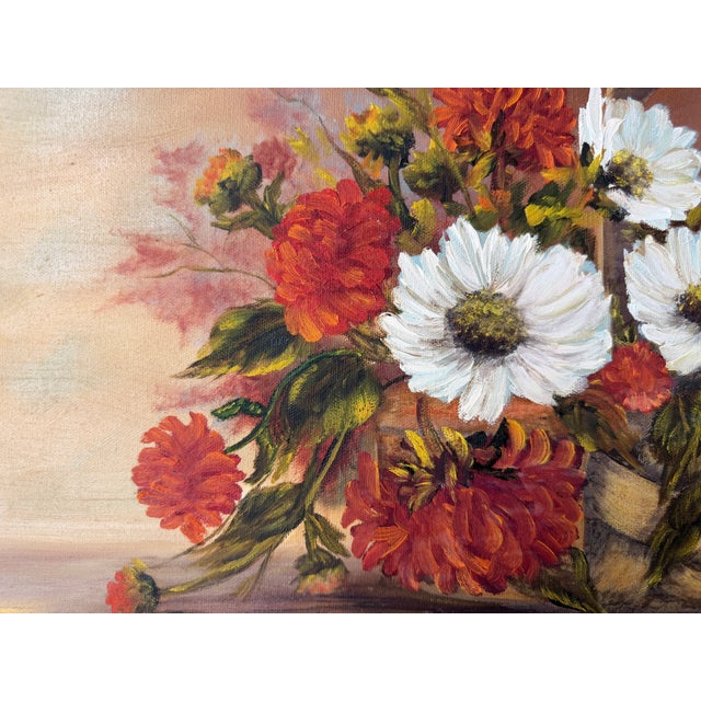 Wood 1970s Vintage Impressionist Floral Basket Still Life Oil on Canvas Painting – Framed For Sale - Image 7 of 13