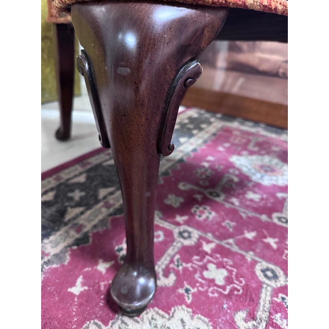 Salmon Pair of Custom Upholstered Queen Anne Style Lounge Chairs in Cinnamon Cut Velvet For Sale - Image 8 of 10
