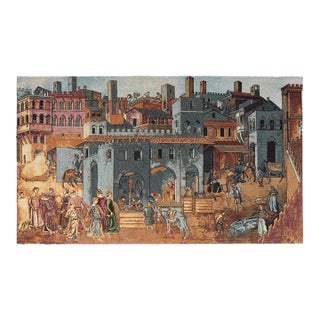 Medieval Castle Loom Woven Tapestry - 62 X 105 Cm (2′0" × 3′5") - Requires Rod Size 3 For Sale