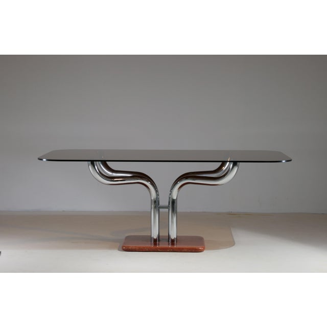 1970s Italian Chrome and Smoked Glass Table from Guido Faleschini, 1970s For Sale - Image 5 of 18