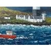 Impasto Painting of Red Trawler on Irish Coast with Lighthouse by Irish Artist Art measures 12 x 10 inches Frame measures...