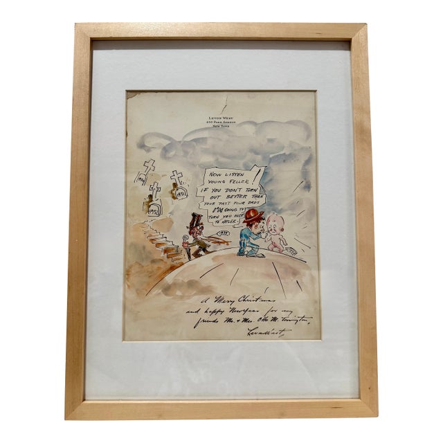 1930s Levon West/Ivan Dmitri Signed Watercolor Christmas Illustration Framed For Sale