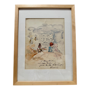 1930s Levon West/Ivan Dmitri Signed Watercolor Christmas Illustration Framed