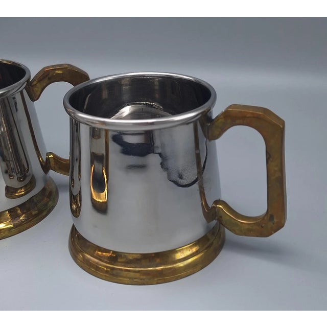 Early 21st Century LastChance!Vintage J S T Brass & Stainless Beverage Mugs - Set of 5 For Sale - Image 5 of 9