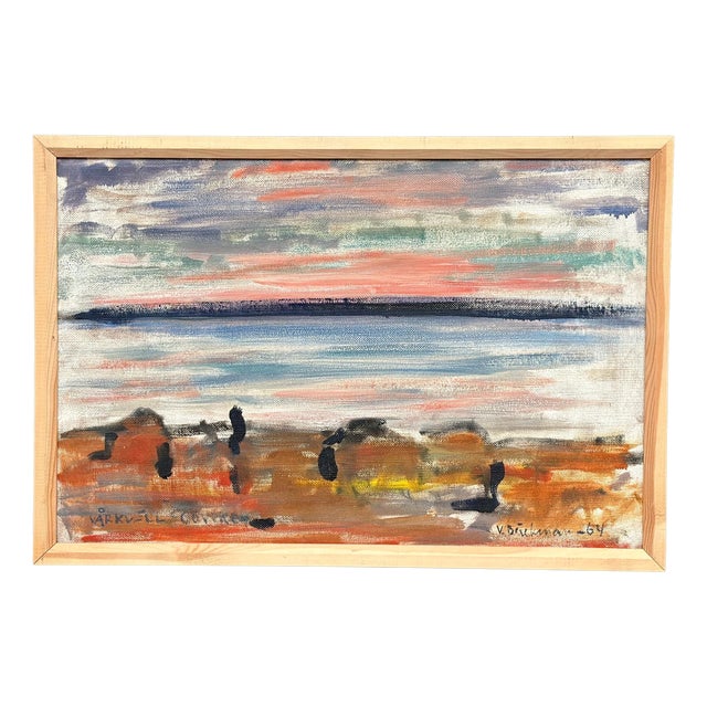 Vidar Bäckman, Spring Evening in Göviken, 1950s, Oil Painting on Canvas, Framed For Sale